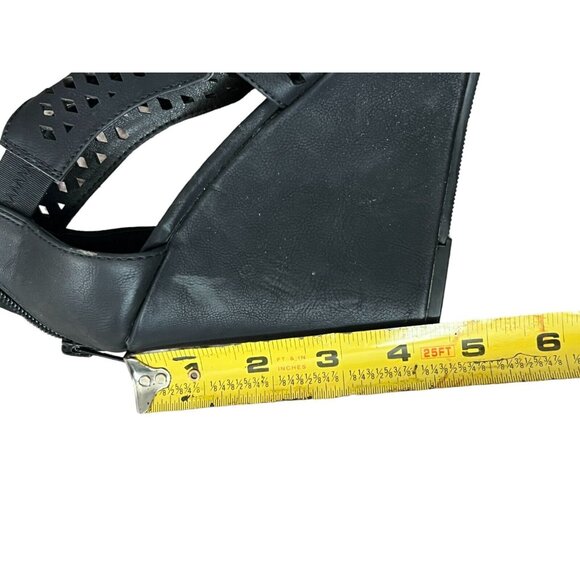 Chinese Laundry Platform Sandals 7.5 Black Wedge Peep Toes Zipper Closure - Picture 10 of 10